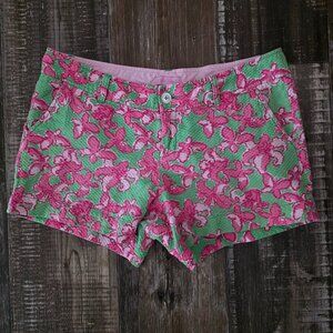 Lilly Pulitzer Pink & Green Butterfly Floral Shorts Size 10